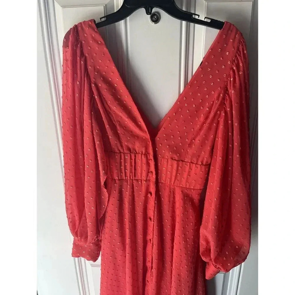 Kimberly Goldson NEW Lesli Jacquard Maxi Dress SIZE Xs WOMENS Coral Gold - Picture 8 of 16